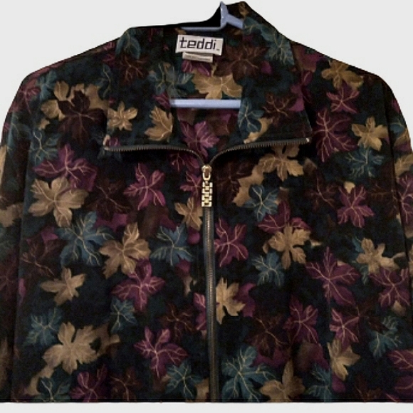 TEDDI Y2K Vintage Autumn Leaf Windbreaker Bomber Jacket, Large - Picture 2 of 16